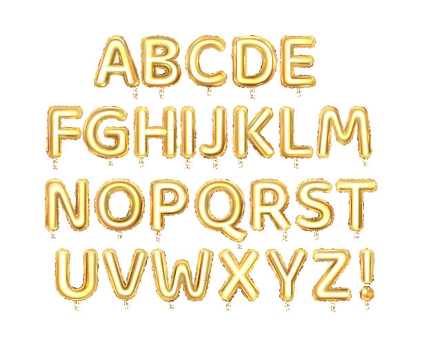 istock Set of golden balloon alphabet, isolated on white background. 1598758516