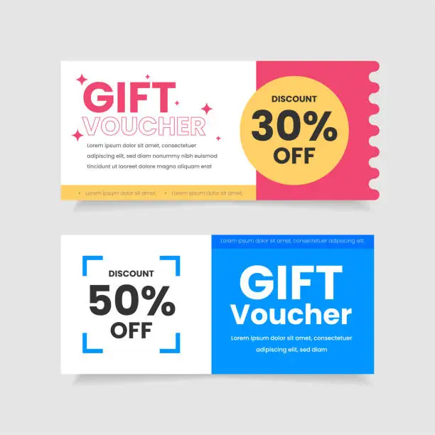 Vector illustration of Gift voucher template 50 and 30 percent discount