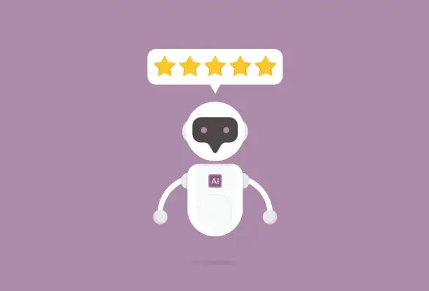 Vector illustration of Smart AI Assessment and Performance Rating, Redefining Algorithmic Excellence, AI with star rating