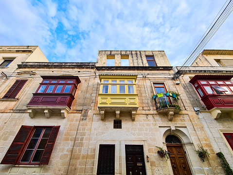 Colorful balconies in Sliema in Malta.