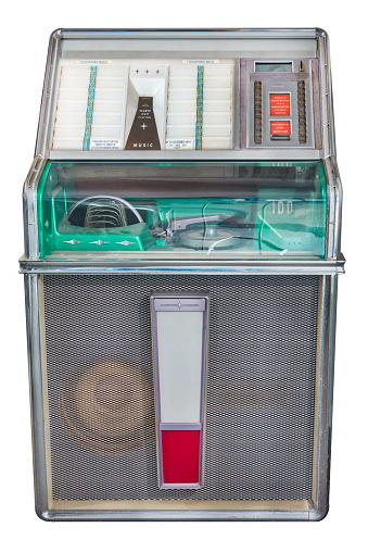 Vintage colorful fifties jukebox isolated on a white background
