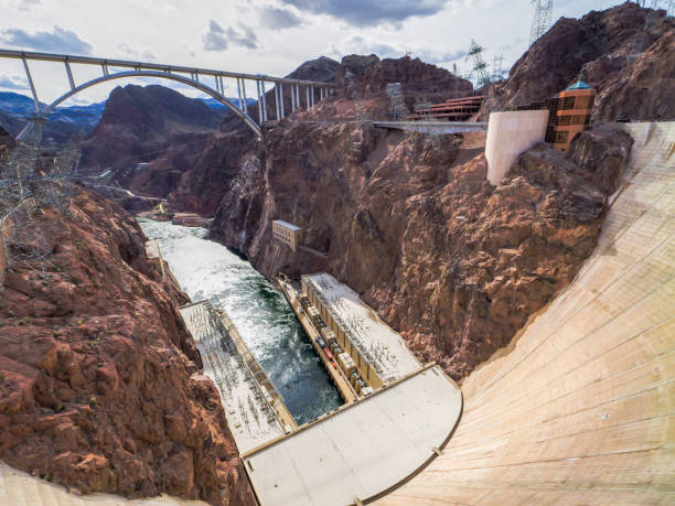 View of Hoover Dam looking fown the black canyon