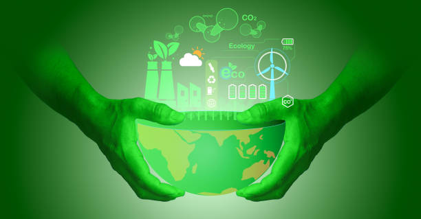 istock On a net basis, carbon neutrality. With NetZero symbols - renewable energy, decreased CO2 emissions, green production, trash recycling - the green hands signify pollution and successful management. 1598819219