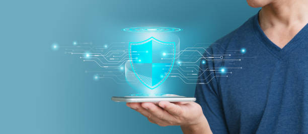 istock Businessmen employ safe tablet encryption technology, cybersecurity and data protection, intelligent digital assault protection to protect business and financial transaction data from cyber attacks. 1598819233