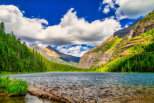 Avalanche  Lake and mountains in Glacier National Park in Montana