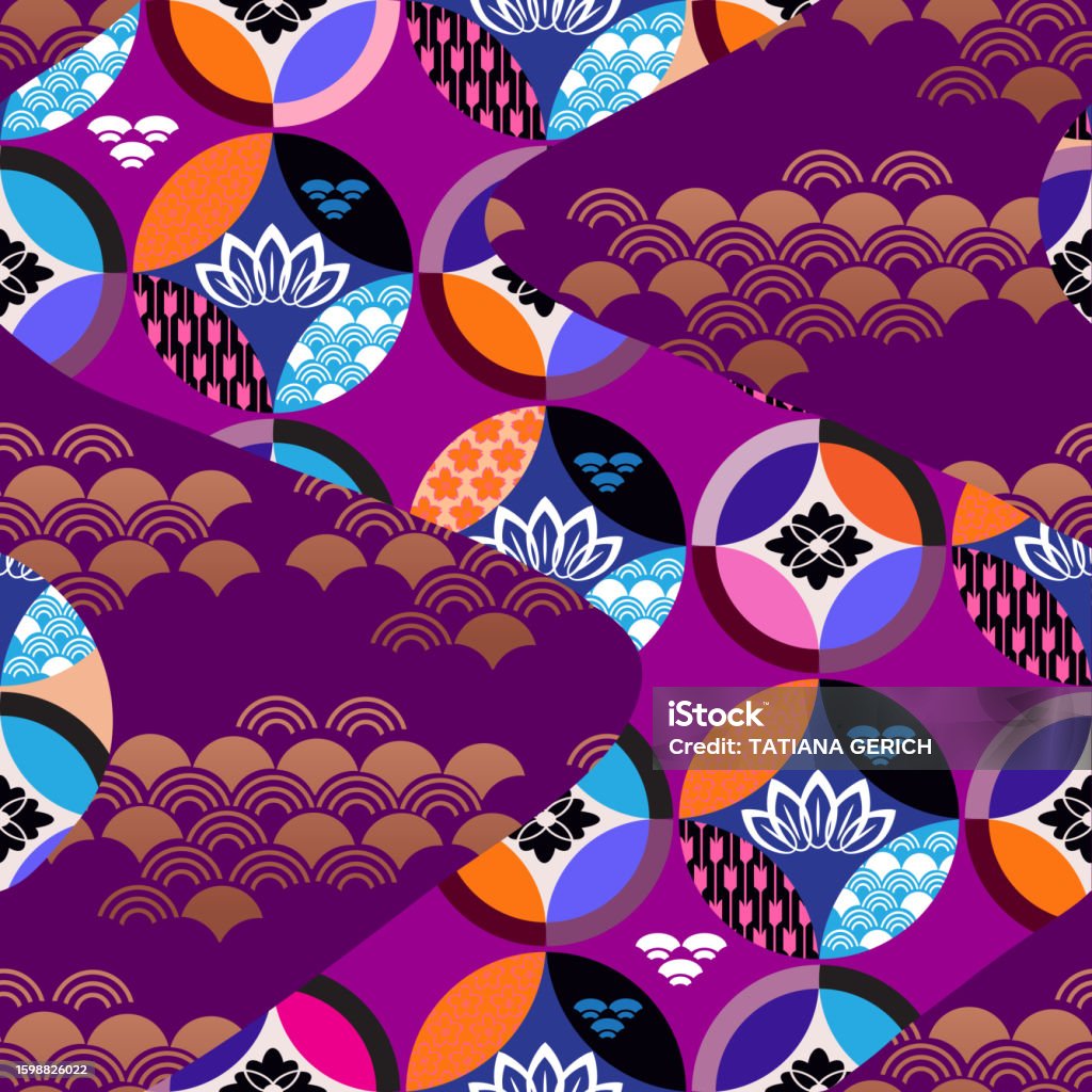 Traditional Japanese Seamless Pattern Background Fabric Patchwork With ...