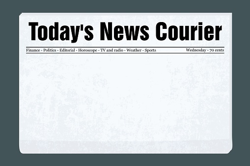 Newspaper front page template. Blank vector generic newspaper mockup with copy space.