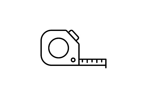 Tape Measure Icon. Icon related to measurement, construction, home improvement, applications, user interfaces. line icon style. Simple vector design editable