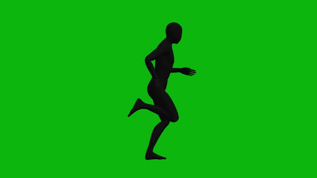Silhouette Character Running on a Green Screen Background