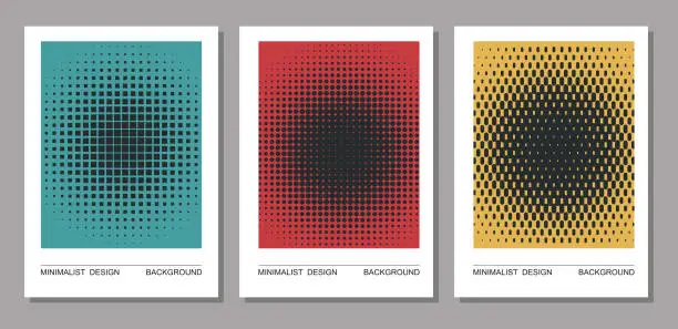 Vector illustration of Vector set of minimalism geometric half tone template design poster backgrounds