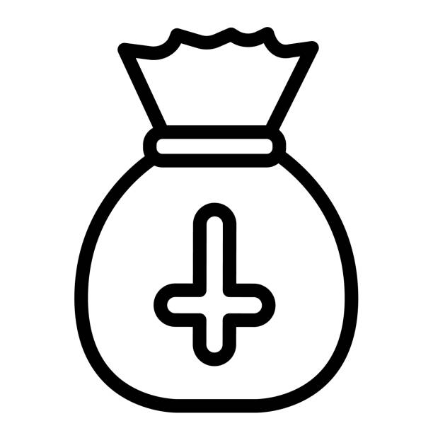 Sack with an inverted cross, haloween line icon, halloween concept, upside down cross vector sign on white background, outline style icon mobile concept web design. Vector graphics. Sack with an inverted cross, haloween line icon, halloween concept, upside down cross vector sign on white background, outline style icon mobile concept web design. Vector graphics black hat upside down stock illustrations