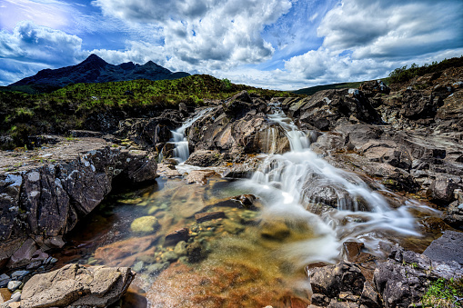 Fairy-tale landscape, The Sligachan waterfalls, Isle of Skye, Scotland. High quality photo