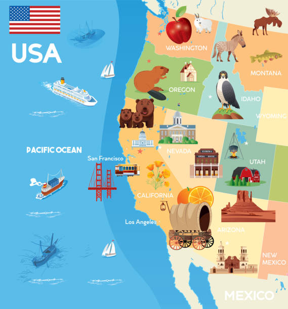 illustrations, cliparts, dessins animés et icônes de dessin carte des états-unis - florence oregon