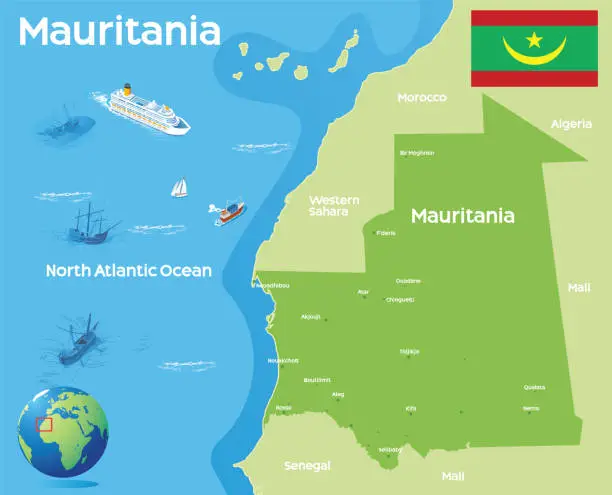 Vector illustration of Mauritania Map