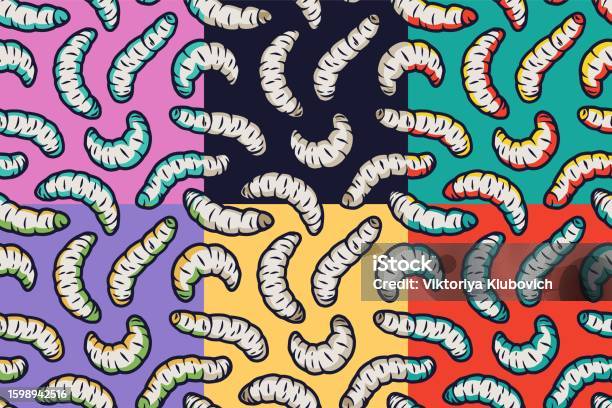 Worm Patterns Texture Worm Set Of Seamless Patterns For Halloween Design Wallpapers With ...