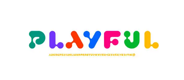 Vector illustration of Child font, bright kids multi-colored alphabet, vector illustration 10EPS
