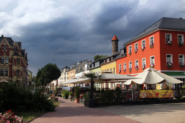 Auerbach, Germany - July 22, 2023: View of central Auerbach town in Vogtland, Saxony.