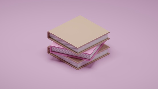 Stack of Pink Books 3D illustration rendering