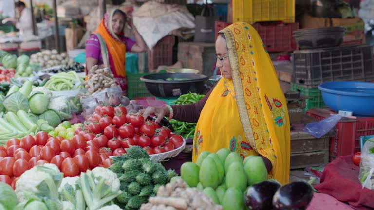 Colors of India - Indian street sellers selling vegetables in Jaipur, India