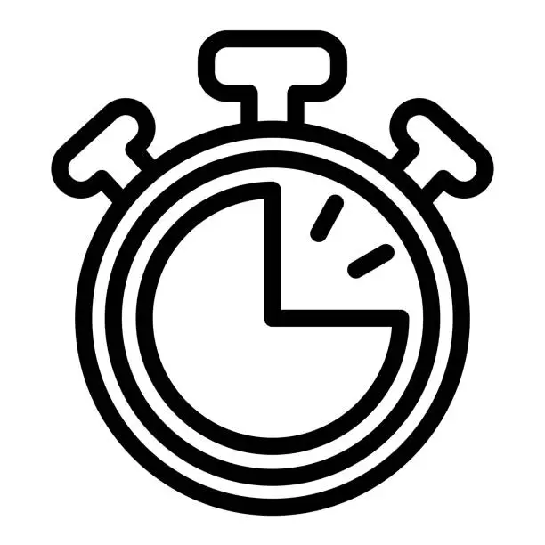 Vector illustration of Stopwatch with buttons, 45 seconds, timer, chronometer line icon, time concept, clock vector sign on white background, outline style icon mobile concept web design. Vector graphics.