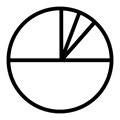 istock Pie chart with four parts and a half line icon, diagram concept, circle diagram shares vector sign on white background, outline style icon mobile concept web design. Vector graphics. 1599062511