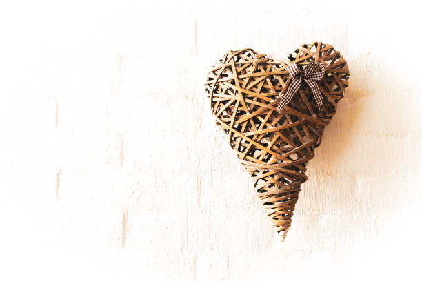 wicker heart with seller bow ribbon