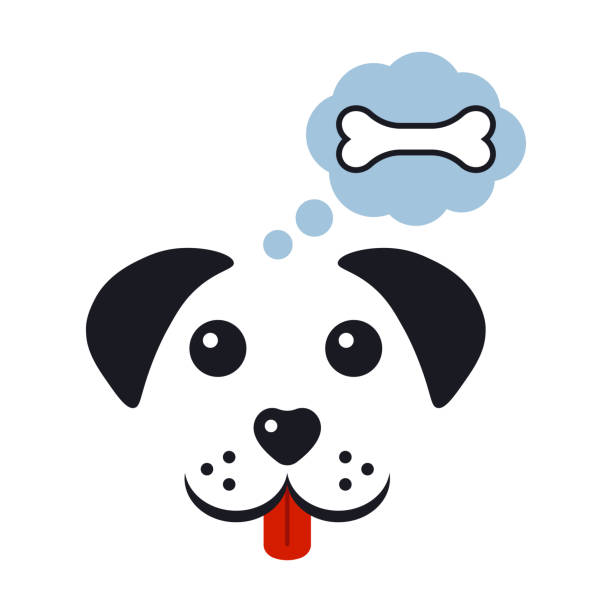 illustrazioni stock, clip art, cartoni animati e icone di tendenza di muso di un cane con il pensiero di un osso. illustrazione vettoriale. - thought bubble dog dog bone cartoon