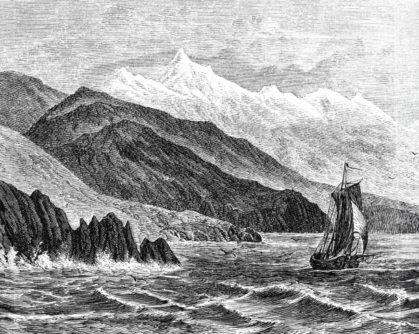 Mount Ida in Crete Illustration from 19th century. crete cartoon stock illustrations