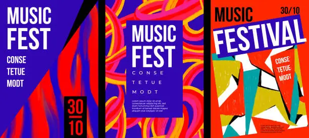Vector illustration of Set of modern music fest posters