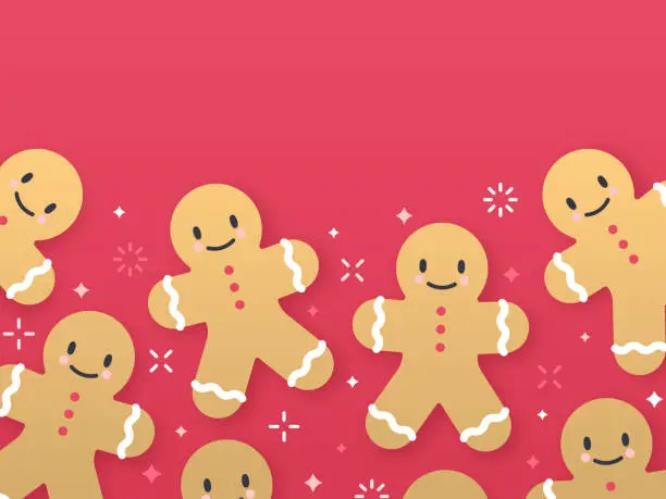 Vector illustration of Holiday Gingerbread People Cookie Sweet Treat