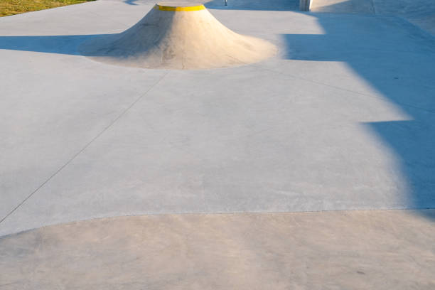 istock view of a ramp at a skatepark at sunset 1599188314
