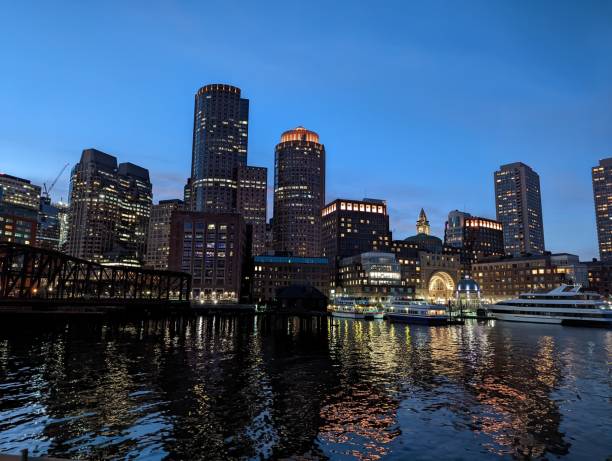 istock Boston Financial District Skyline at Night 1599204951