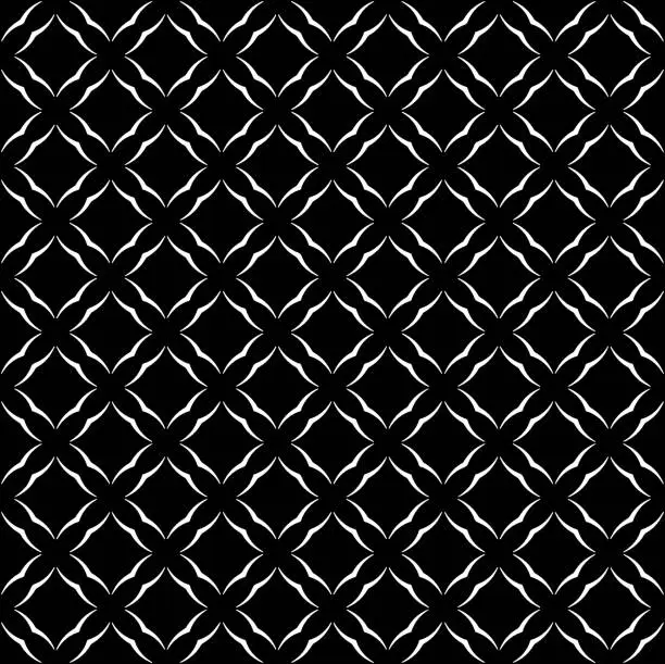 Vector illustration of Black and white seamless pattern texture. Greyscale ornamental graphic design. Mosaic ornaments. Pattern template.