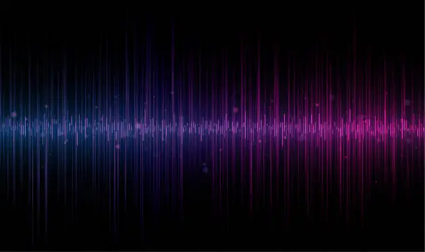 Vector illustration of Abstract purple and pink sound wave lines background