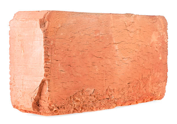 Old red brick isolated on white background