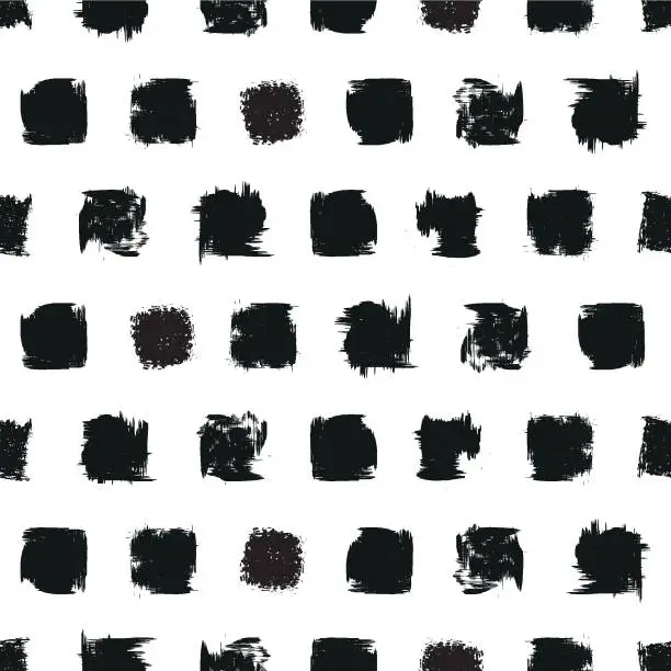 Vector illustration of Vector white black dots squares seamless pattern