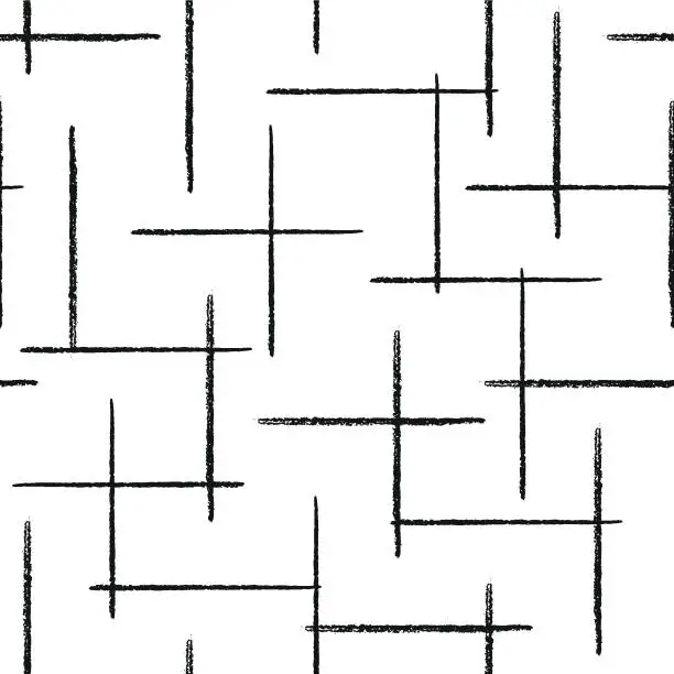 Vector illustration of Vector black pencil lines white seamless pattern