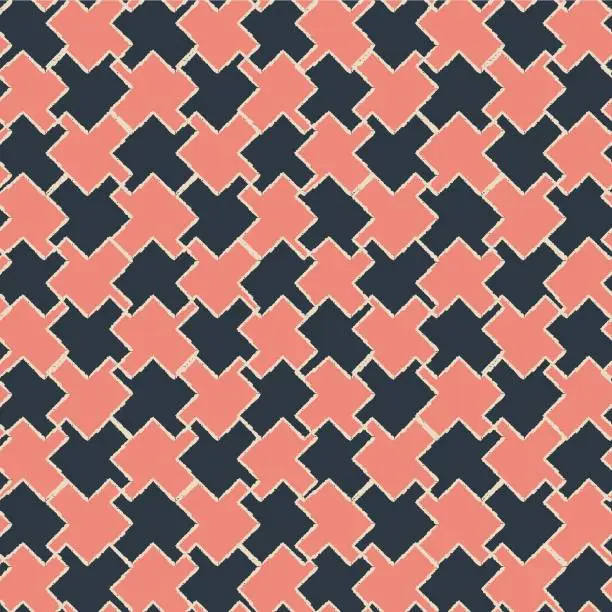 Vector illustration of Vector black pink puzzles, grid seamless pattern