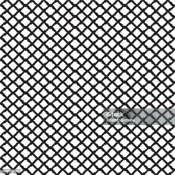 Vector Black Grid Net Loops White Seamless Pattern Stock Illustration ...