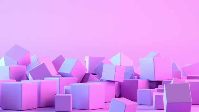 Falling and Bouncing Cubes Animation Neon Lighting Background