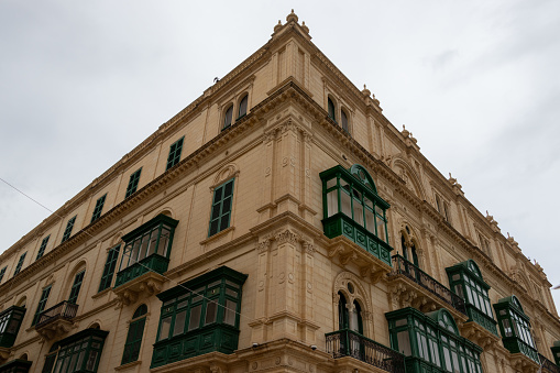 Typical architecture (residental building) in Valletta, Malta