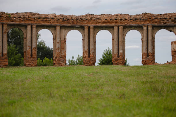 Picturesque ruins of palace architecture - tourist route through historical places