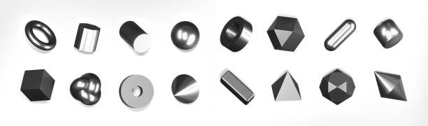 istock Set of 16 Geometric Shapes. Realistic geometry elements isolated on white background. 1599450627