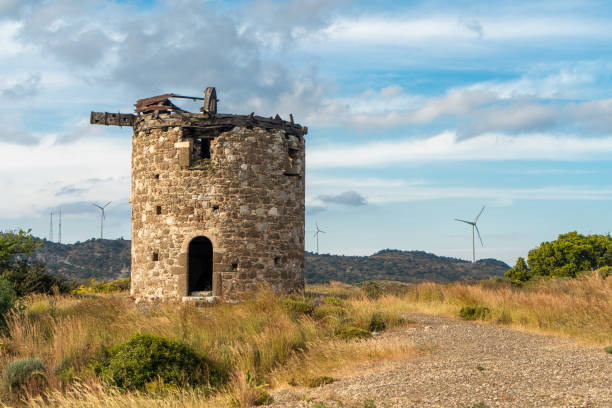Ruins of old windmills Datca peninsula, Mugla, Turkey