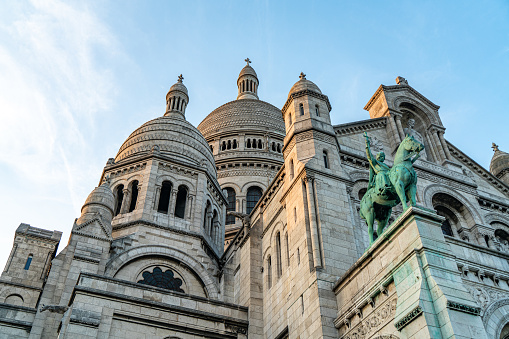 The front of the Basilica of the Sacred Heart of Paris in Paris, France
