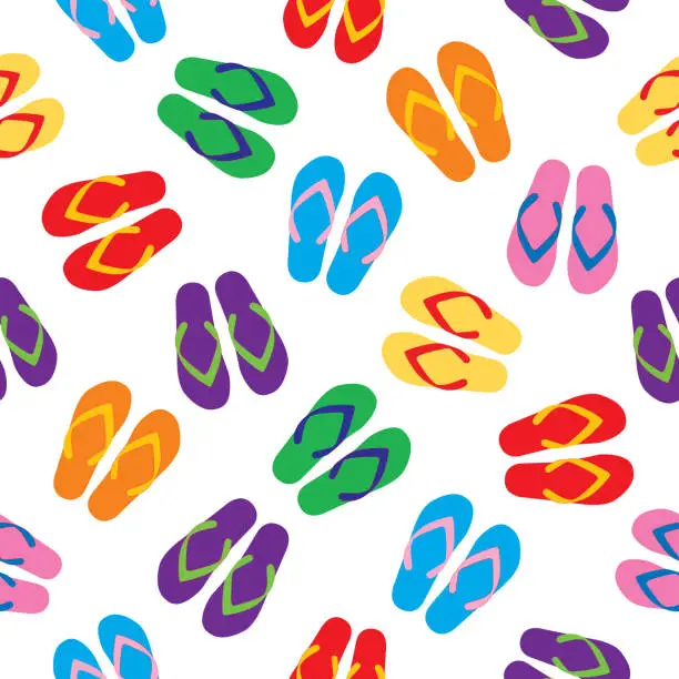 Vector illustration of Colorful Flip Flops Seamless Pattern