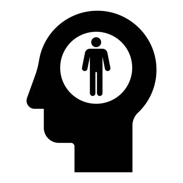 Vector illustration of Male Symbol Head Silhouette Icon