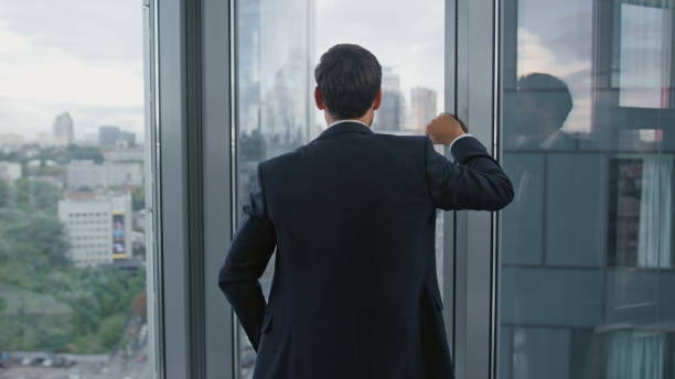 istock Confident director crossing hands standing office window closeup. Manager work. 1599687133