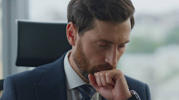 istock Business man disappointed crisis company close up. Manager worried work problem. 1599734793