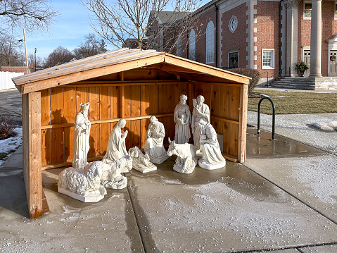 Nativity set outside a church